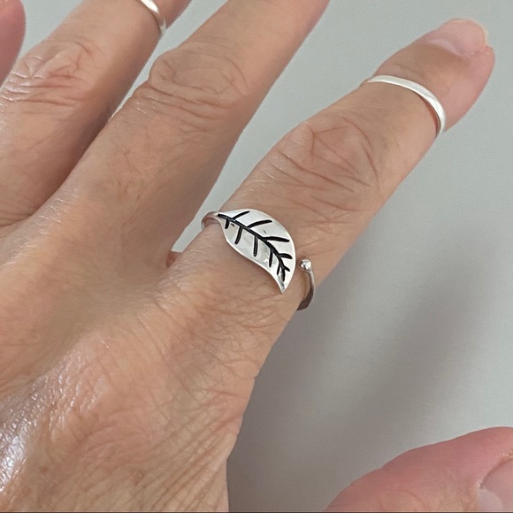 Sterling Silver Delicate Leaf Ring, Silver Rings, Tree Leaves, Plants, Trees - Picture 7 of 8